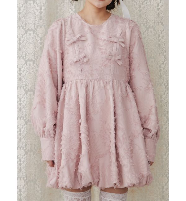 merry jenny「バルーンリボンミニワンピース」|ワンピース|ピンク