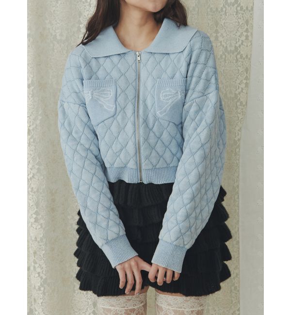 merry jenny「ストーンウォッシュニットカーディガン」|カーディガン|アイスブルー