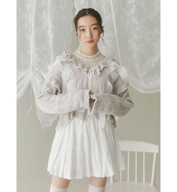 merry jenny「りぼん透かし編みカーディガン」|カーディガン|