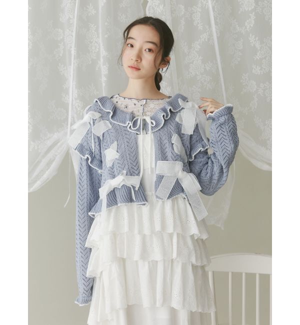 merry jenny「りぼん透かし編みカーディガン」|カーディガン|