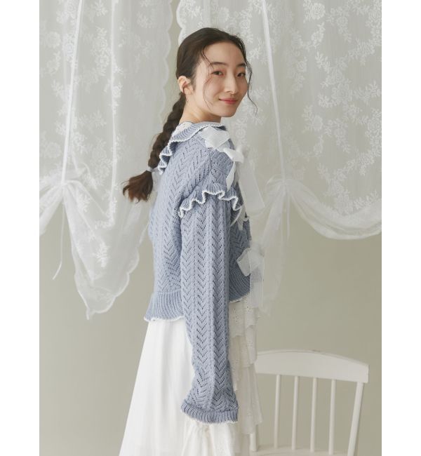 merry jenny「りぼん透かし編みカーディガン」|カーディガン|