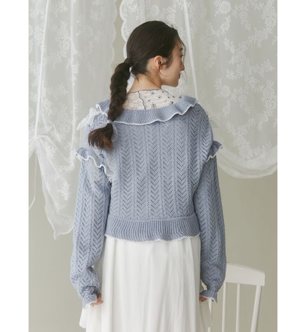 merry jenny「りぼん透かし編みカーディガン」|カーディガン|