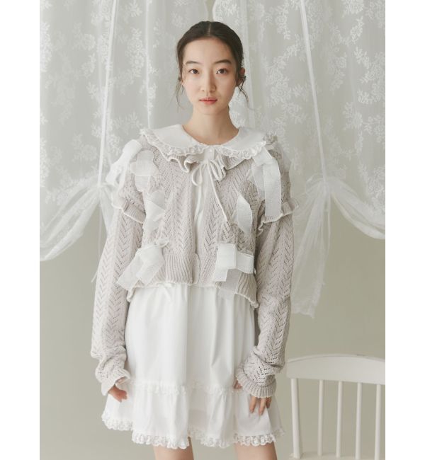 merry jenny「りぼん透かし編みカーディガン」|カーディガン|