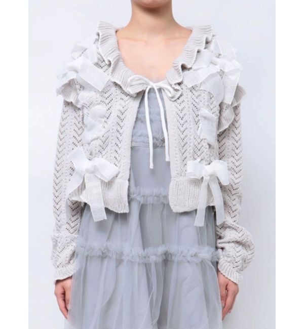 merry jenny「りぼん透かし編みカーディガン」|カーディガン|