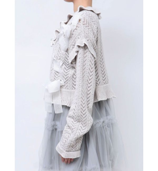 merry jenny「りぼん透かし編みカーディガン」|カーディガン|