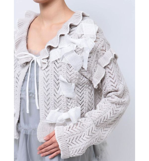 merry jenny「りぼん透かし編みカーディガン」|カーディガン|