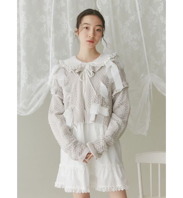 merry jenny「りぼん透かし編みカーディガン」|カーディガン|