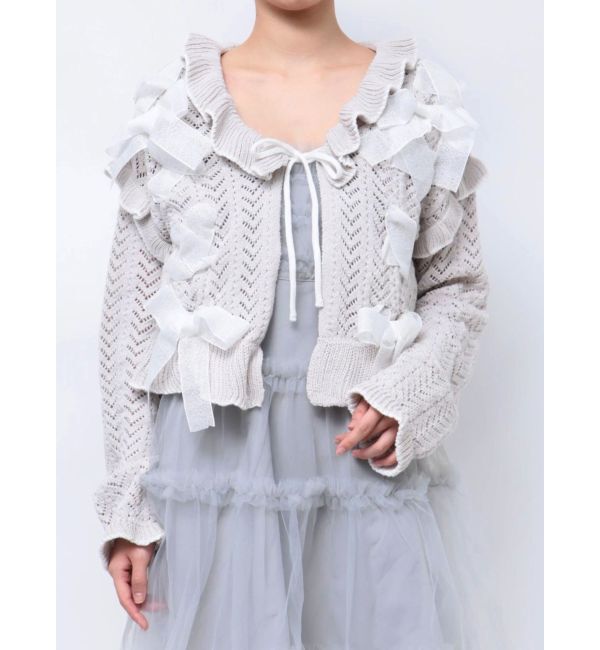 merry jenny「りぼん透かし編みカーディガン」|カーディガン|