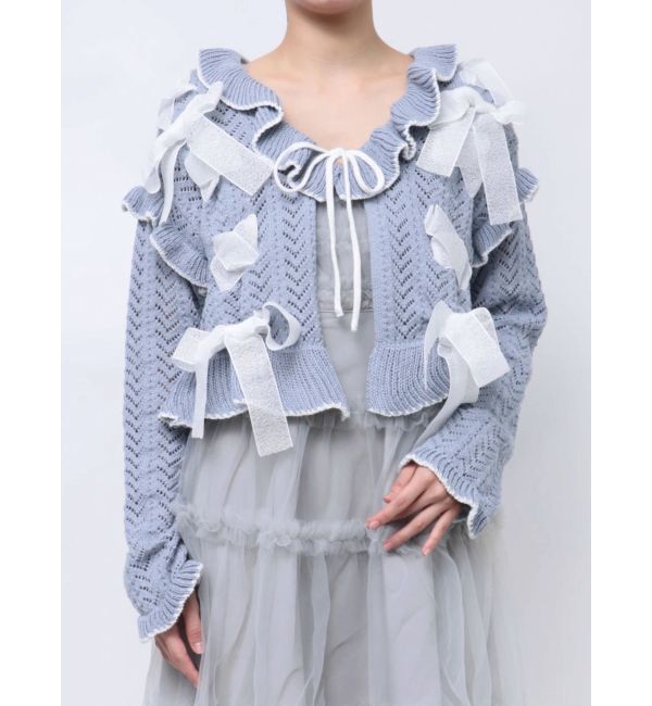 merry jenny「りぼん透かし編みカーディガン」|カーディガン|