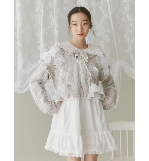 merry jenny「りぼん透かし編みカーディガン」|カーディガン|