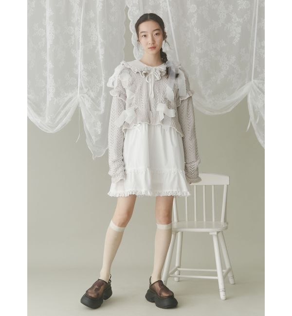 merry jenny「りぼん透かし編みカーディガン」|カーディガン|