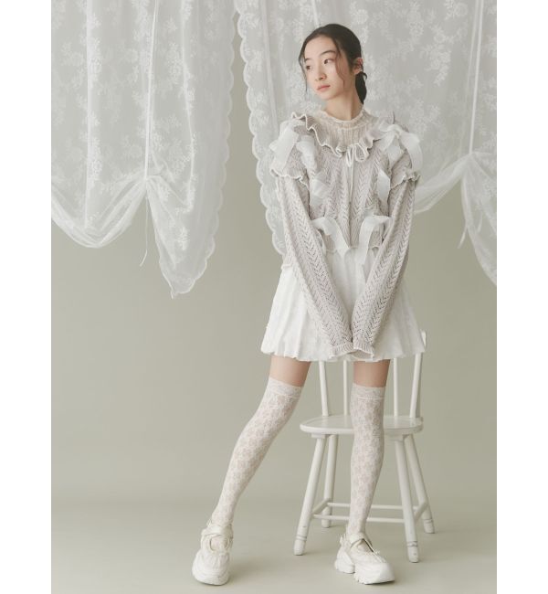 merry jenny「りぼん透かし編みカーディガン」|カーディガン|