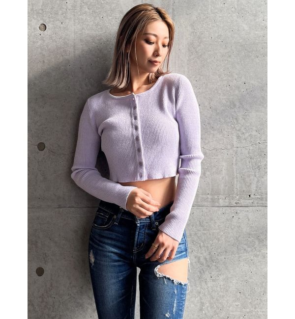 GYDA「ラメモールニットカーディガン」|カーディガン|