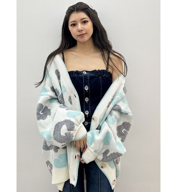 GYDA「ラメGレオパードニットカーディガン」|カーディガン|