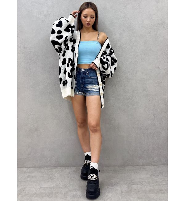 GYDA「ラメGレオパードニットカーディガン」|カーディガン|