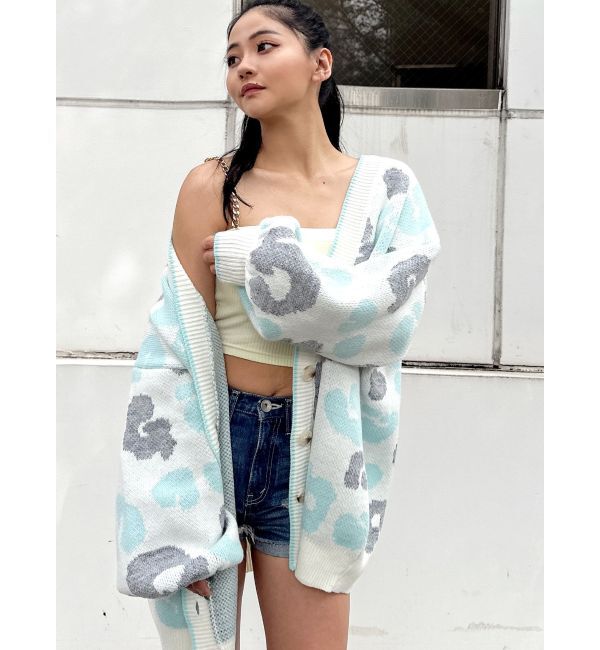 GYDA「ラメGレオパードニットカーディガン」|カーディガン|