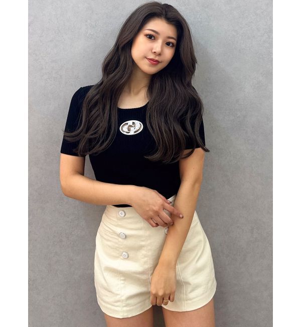 GYDA「GD bijou MOLDハーフスリーブニットトップス」|ニット・セーター|