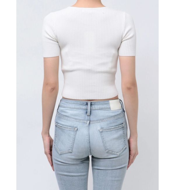 GYDA「GD bijou MOLDハーフスリーブニットトップス」|ニット・セーター|