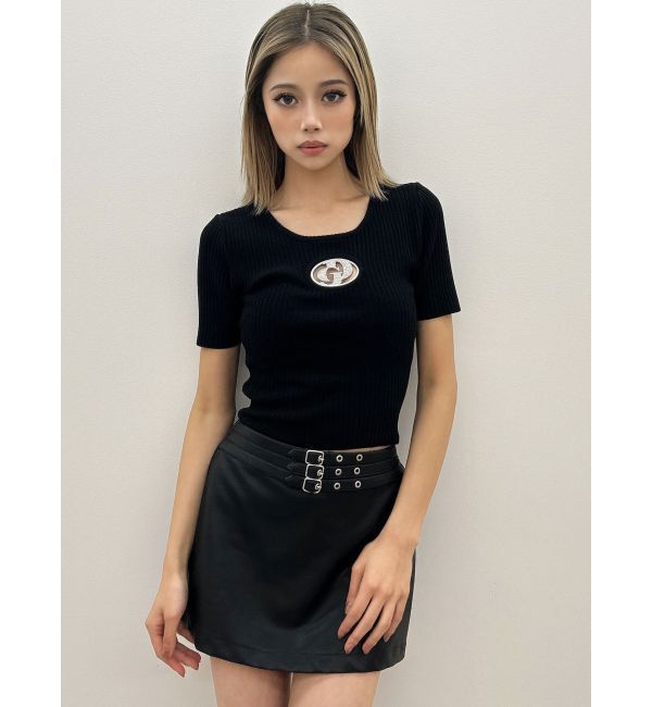 GYDA「GD bijou MOLDハーフスリーブニットトップス」|ニット・セーター|