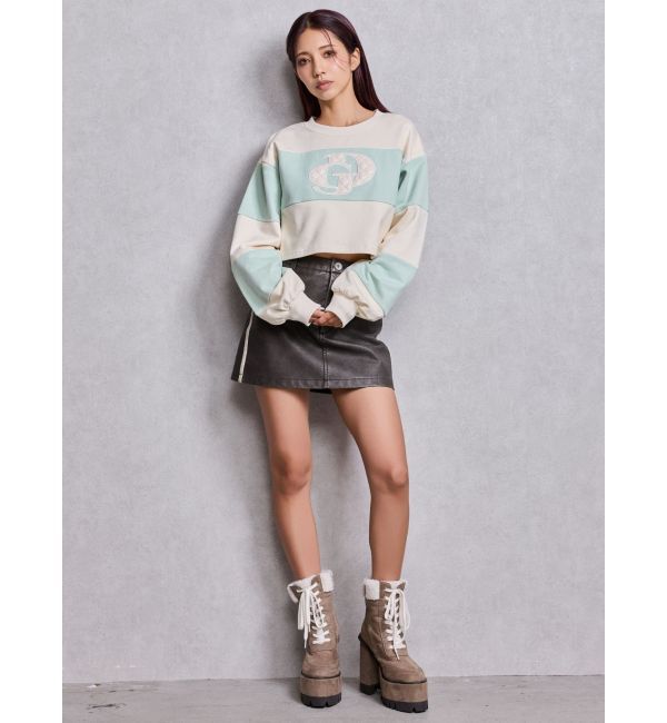 GYDA「GD fake leather patch shortトップス」|Tシャツ・カットソー|