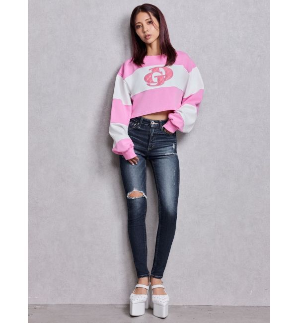 GYDA「GD fake leather patch shortトップス」|Tシャツ・カットソー|