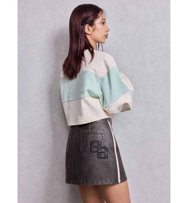 GYDA「GD fake leather patch shortトップス」|Tシャツ・カットソー|