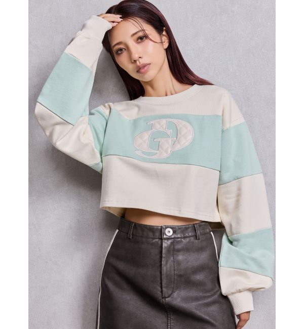 GYDA「GD fake leather patch shortトップス」|Tシャツ・カットソー|ミントグリーン