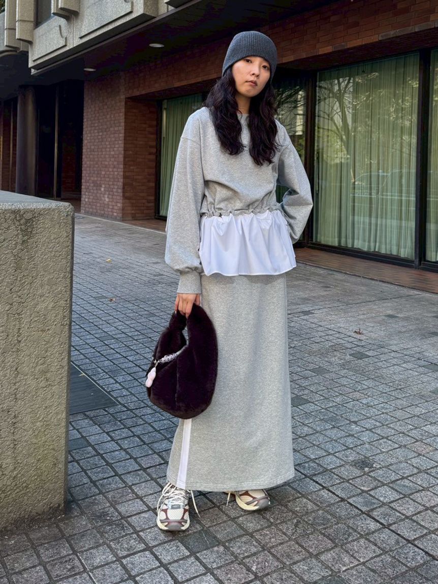 emmi atelier「【NEW YEAR'S SPECIAL ITEM】布帛ドッキング裏毛セットアップ」|ワンピース|