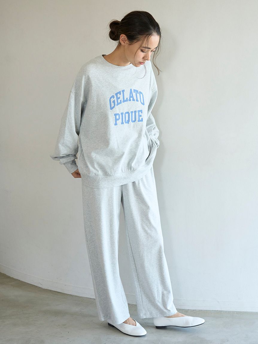 gelato pique「カレッジロゴロングパンツ」|ルームウェア|GRY
