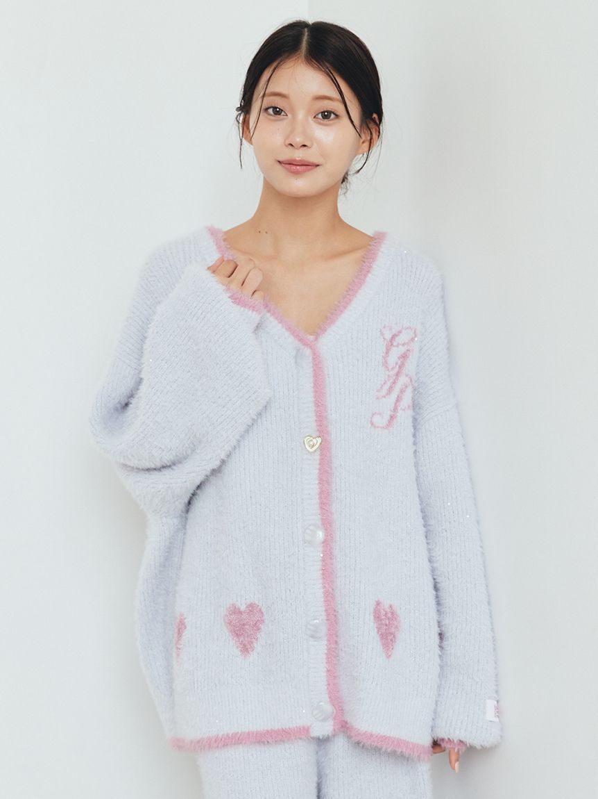 gelato pique「ラメフェザーカーディガン」|ルームウェア|