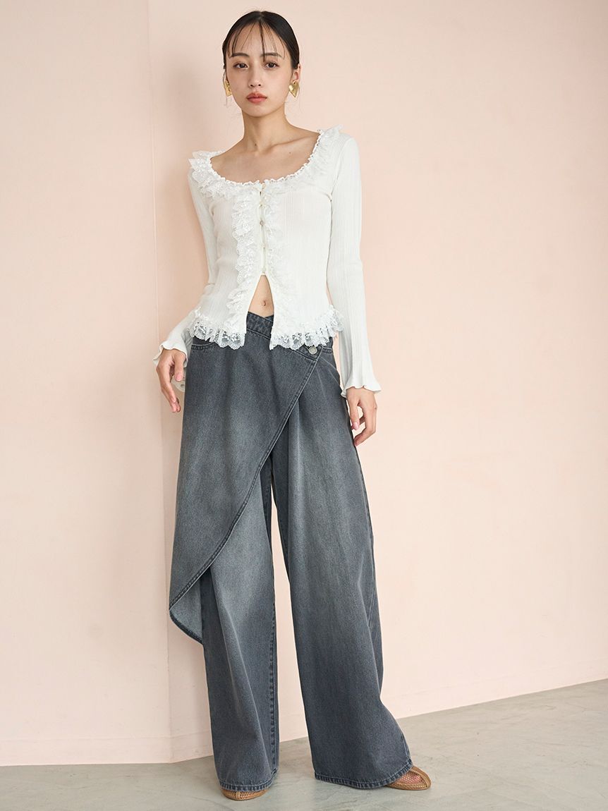 SNIDEL「Sustainableフリルニットプルオーバー」|ニット・セーター|