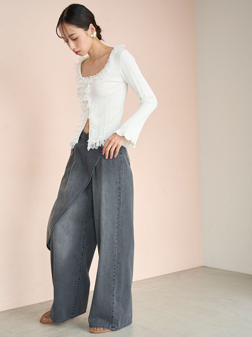 SNIDEL「Sustainableフリルニットプルオーバー」|ニット・セーター|