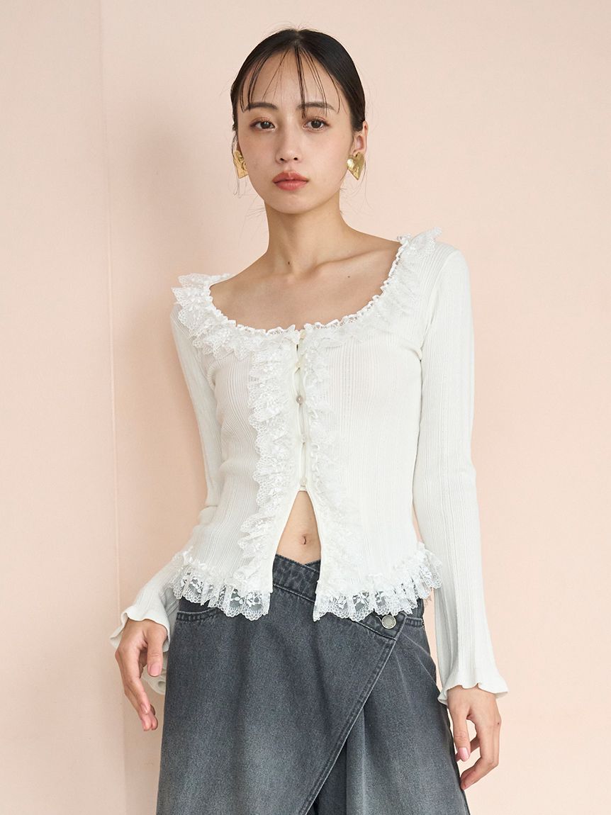 SNIDEL「Sustainableフリルニットプルオーバー」|ニット・セーター|