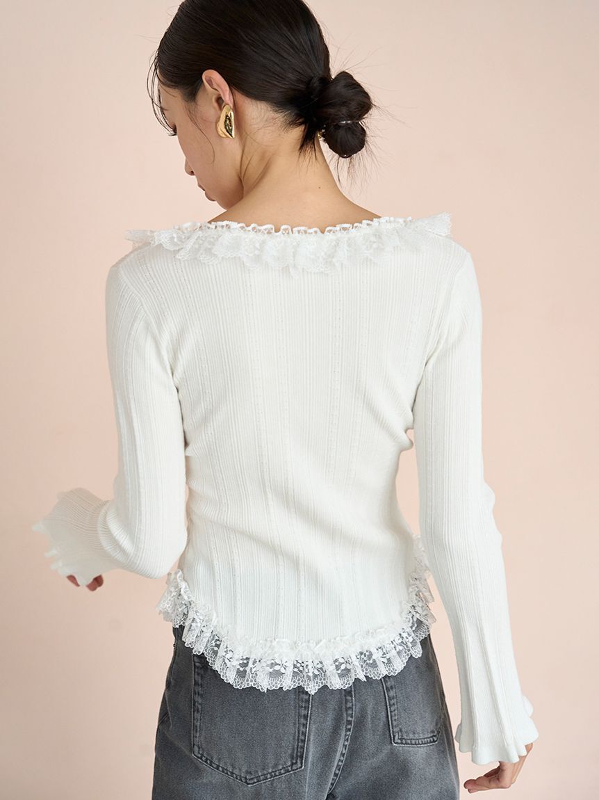 SNIDEL「Sustainableフリルニットプルオーバー」|ニット・セーター|