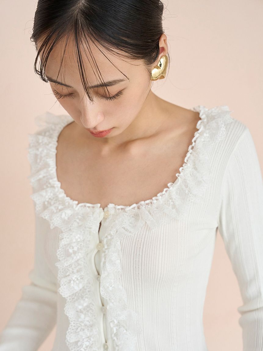 SNIDEL「Sustainableフリルニットプルオーバー」|ニット・セーター|