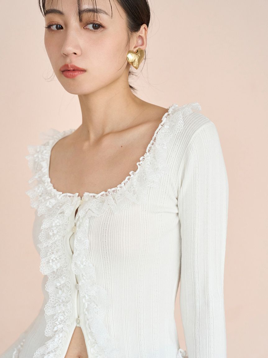 SNIDEL「Sustainableフリルニットプルオーバー」|ニット・セーター|