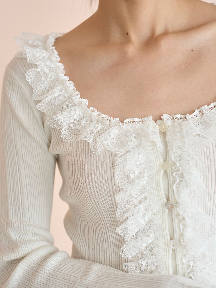 SNIDEL「Sustainableフリルニットプルオーバー」|ニット・セーター|