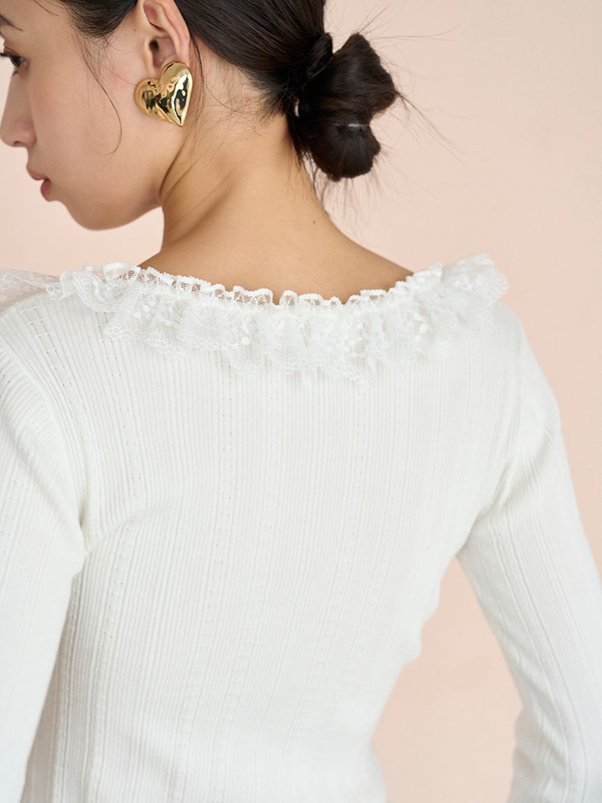 SNIDEL「Sustainableフリルニットプルオーバー」|ニット・セーター|