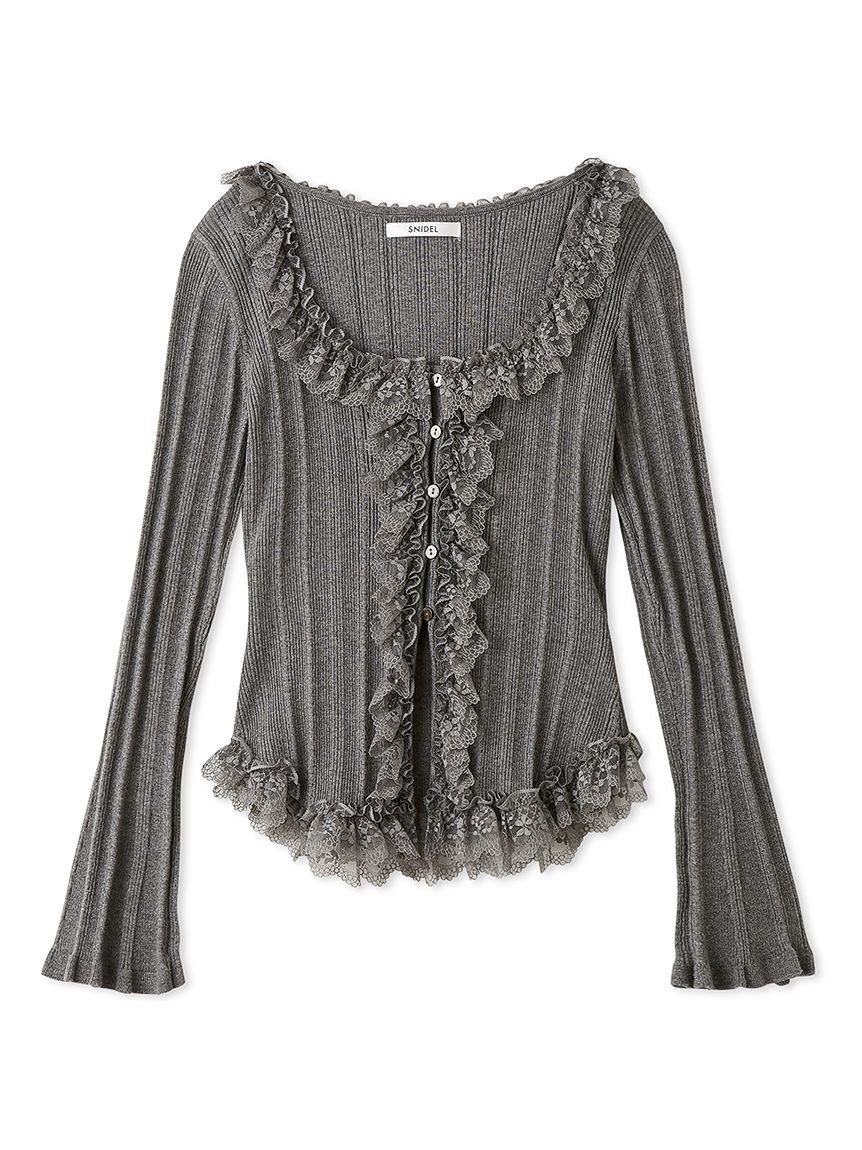 SNIDEL「Sustainableフリルニットプルオーバー」|ニット・セーター|GRY