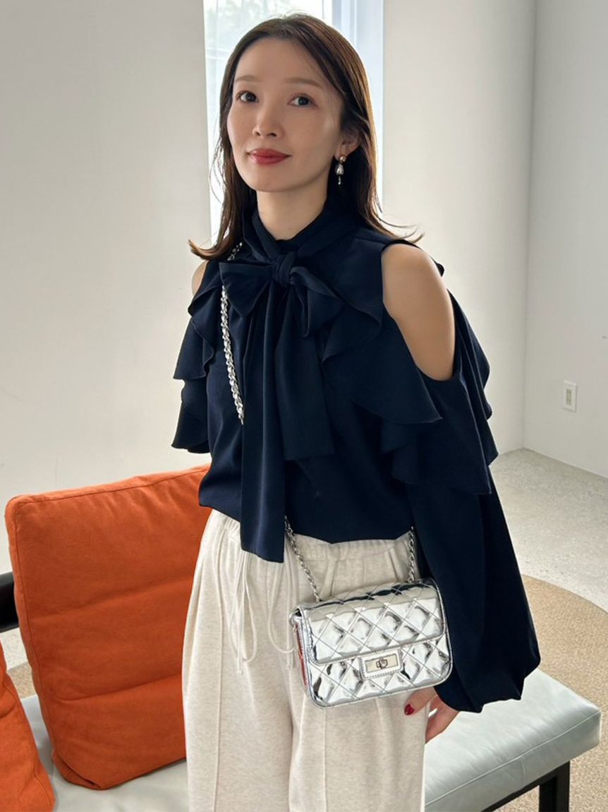 FRAY I.D「【限定カラー】2wayショルダーフリルボウタイブラウス」|シャツ・ブラウス|