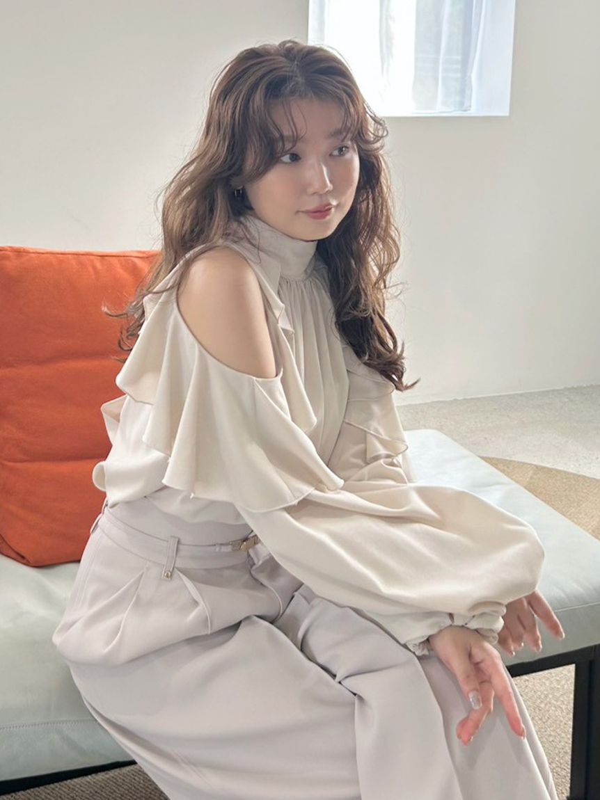 FRAY I.D「【限定カラー】2wayショルダーフリルボウタイブラウス」|シャツ・ブラウス|