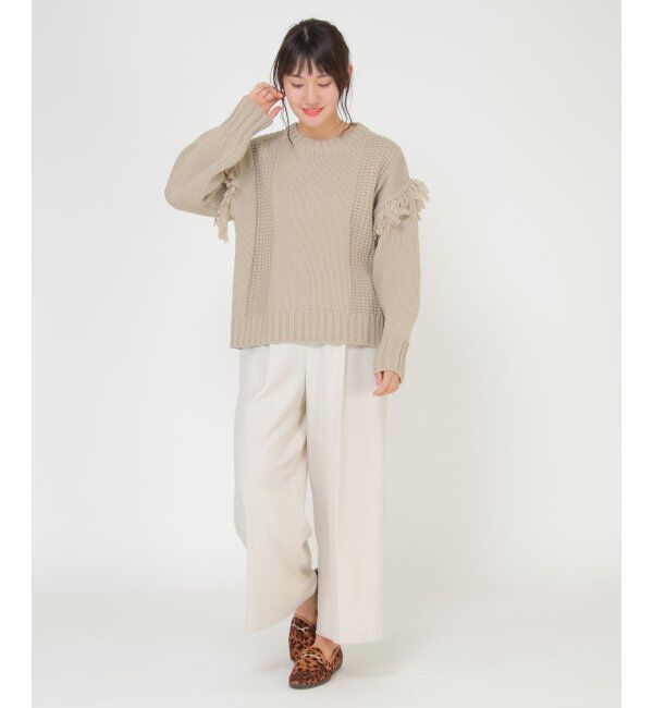 ikka「袖フリンジニットプルオーバー」|プルオーバー|