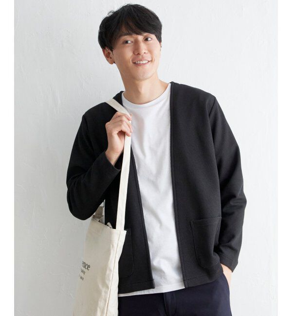 ikka「ダブルフェイスDRYカノコカーディガン」|カーディガン|ブラック