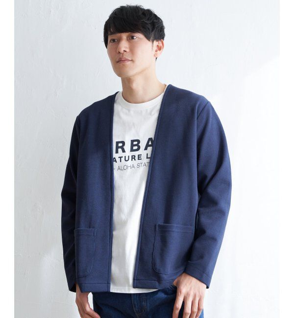 ikka「ダブルフェイスDRYカノコカーディガン」|カーディガン|ネイビー