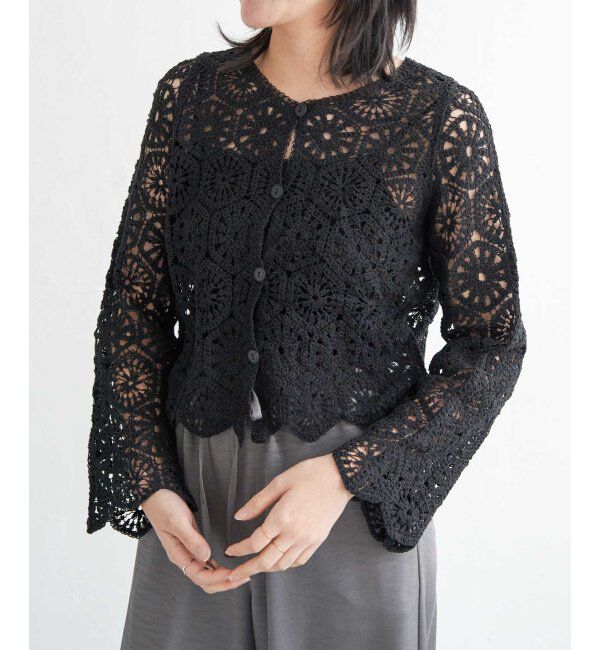 VENCE share style「かぎ編みカーディガン」|カーディガン|ブラック