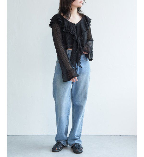 VENCE share style「メッシュフリルジップカーディガン」|カーディガン|