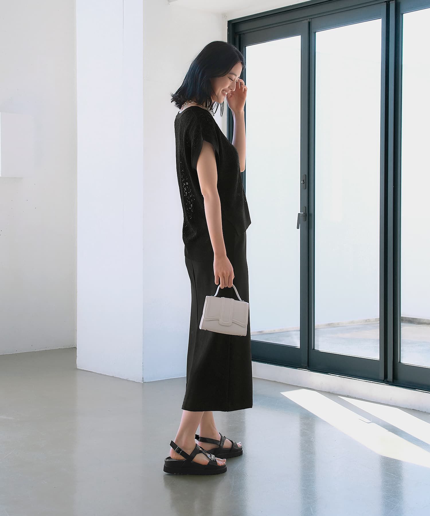 STYLE DELI「【ドライ質感】透かし編みカーディガン」|ニット・セーター|