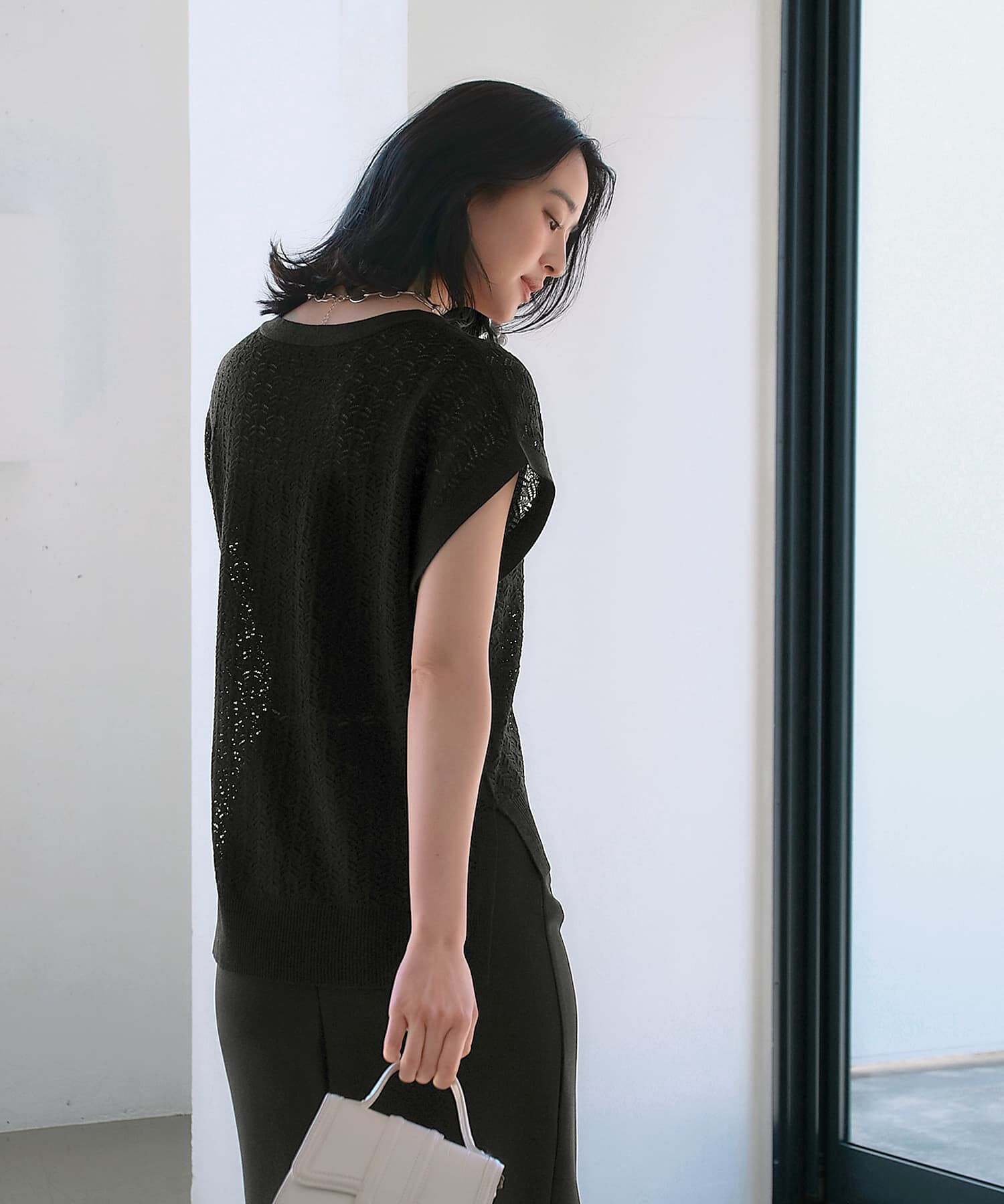 STYLE DELI「【ドライ質感】透かし編みカーディガン」|ニット・セーター|