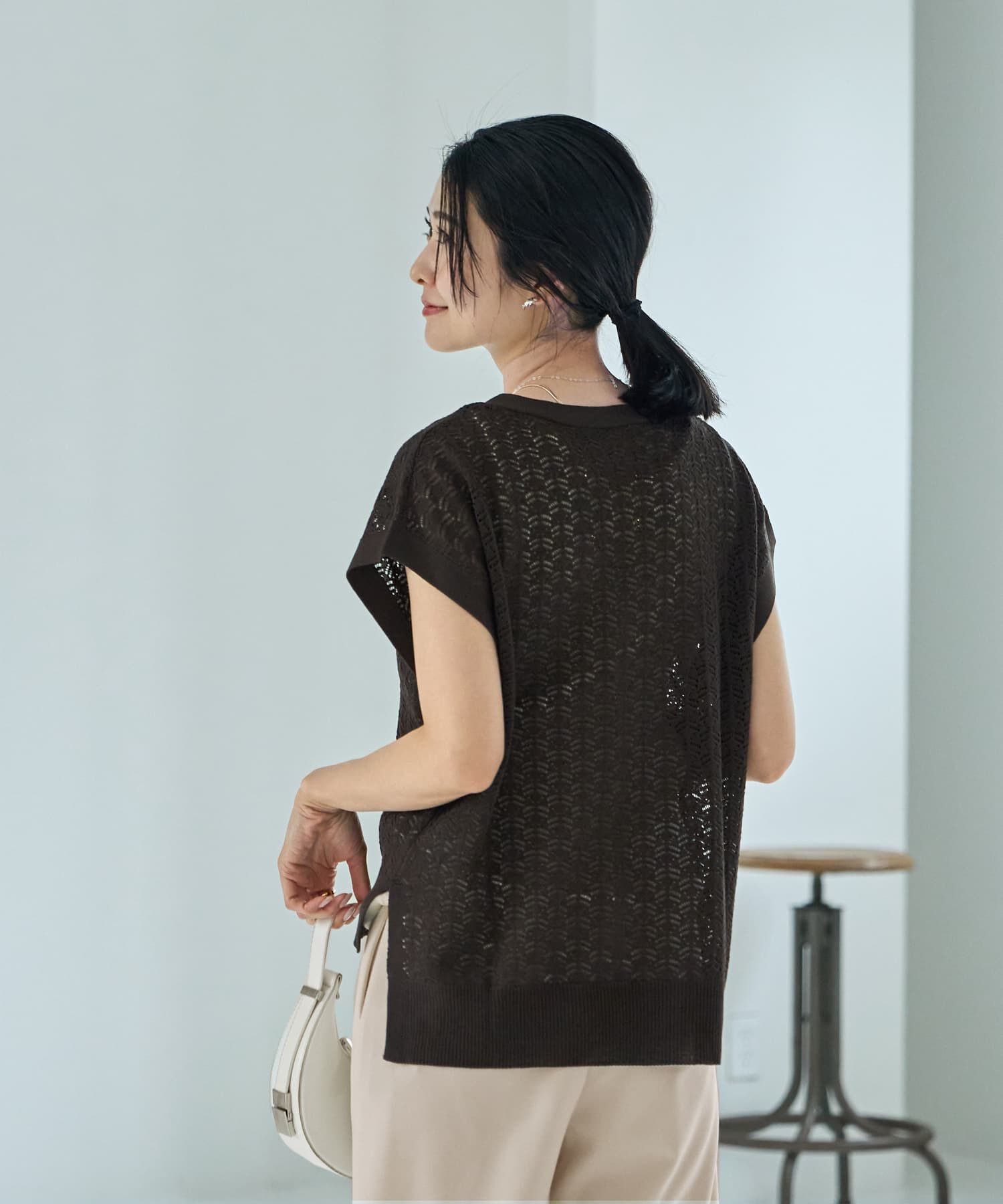 STYLE DELI「【ドライ質感】透かし編みカーディガン」|ニット・セーター|