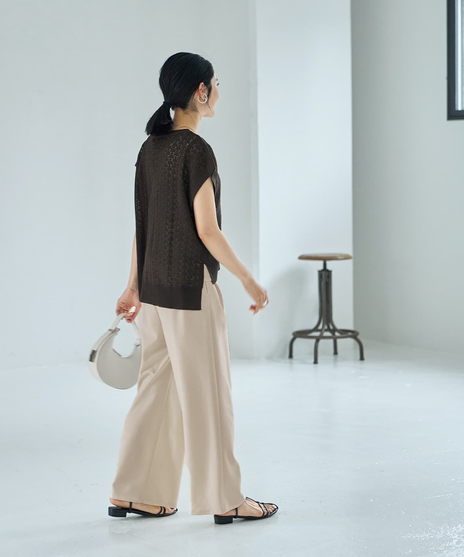 STYLE DELI「【ドライ質感】透かし編みカーディガン」|ニット・セーター|